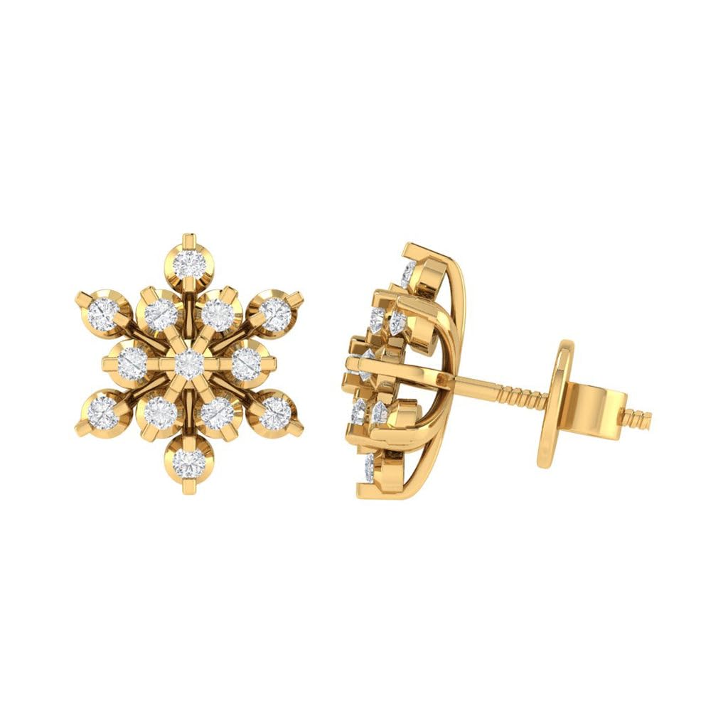 Gold Plated BIS Hallmarked Pure 925 Sterling Silver Floral Screwback Stud Earrings | Dailywear Lightweight Silver Stud | Rhodium, Rose-Gold Plating Options | Model ERS00787-image-23