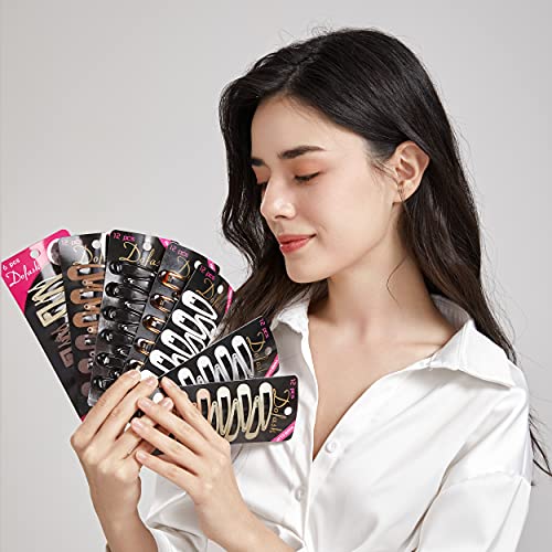 Dofash 4.5 CM Double Grip Hair Clips Hair Barrettes Metal Hair Grips Accessories Butterfly hair Clips For Women 6PCS (Black +Brown +Gold) - Image 3