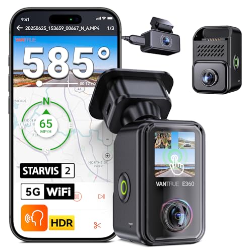 Image of Vantrue E360 Plus All Channel Dash Cam, 585, Dual STARVIS 2, Fisheye Front + Fisheye Inside + Rear Dash Camera, Dual IR Night Vision, GPS, WiFi, Touchscreen, Parking Mode, Voice Control, Support 1TB