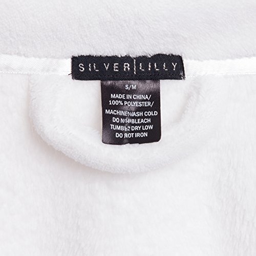 Silver Lilly Womens Robe - Plush Fleece Bathrobe Mid Length Robe Shawl Collar (White, Small-Medium) #TOP4