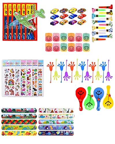 Juego de 74 piezas para cumpleaños infantiles, regalo de cumpleaños infantil, regalo de cumpleaños, pegatinas, pulseras, planeadores voladores, arco iris, mano de chismes Cover