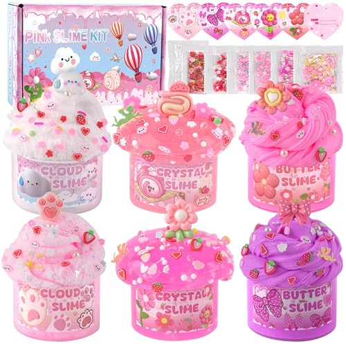 6 Pack Slimes, Pink Slime Kids, Cloud Slime kit for...