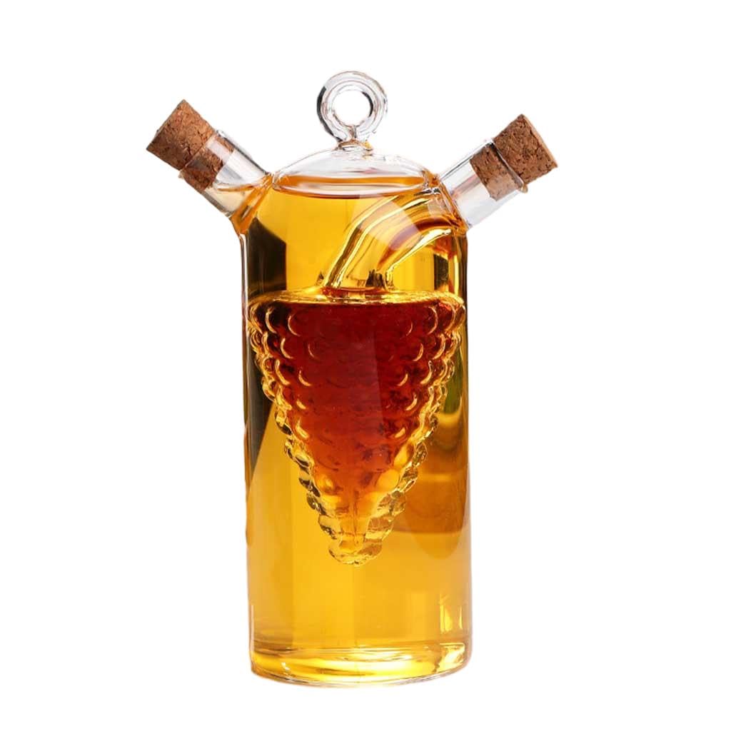 2 en 1 Botellas Dispensadoras de Aceite y Yinagre, Botella de Aceite de Oliva, Suministros de Cocina Recipiente dispensador de Aceite de Vidrio Doble para cocinar(Size:Modelo A)