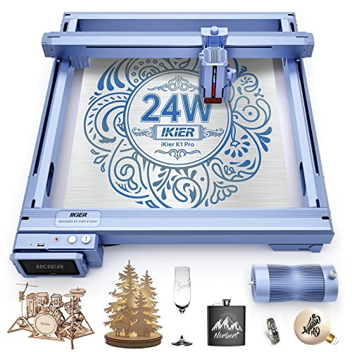 IKIER K1 Pro Laser Engraver with Air Assist 24000mW Laser Cutter DIY Laser Engraving Machine for Wood, Metal, Craft Paper, Acrylic, Leather