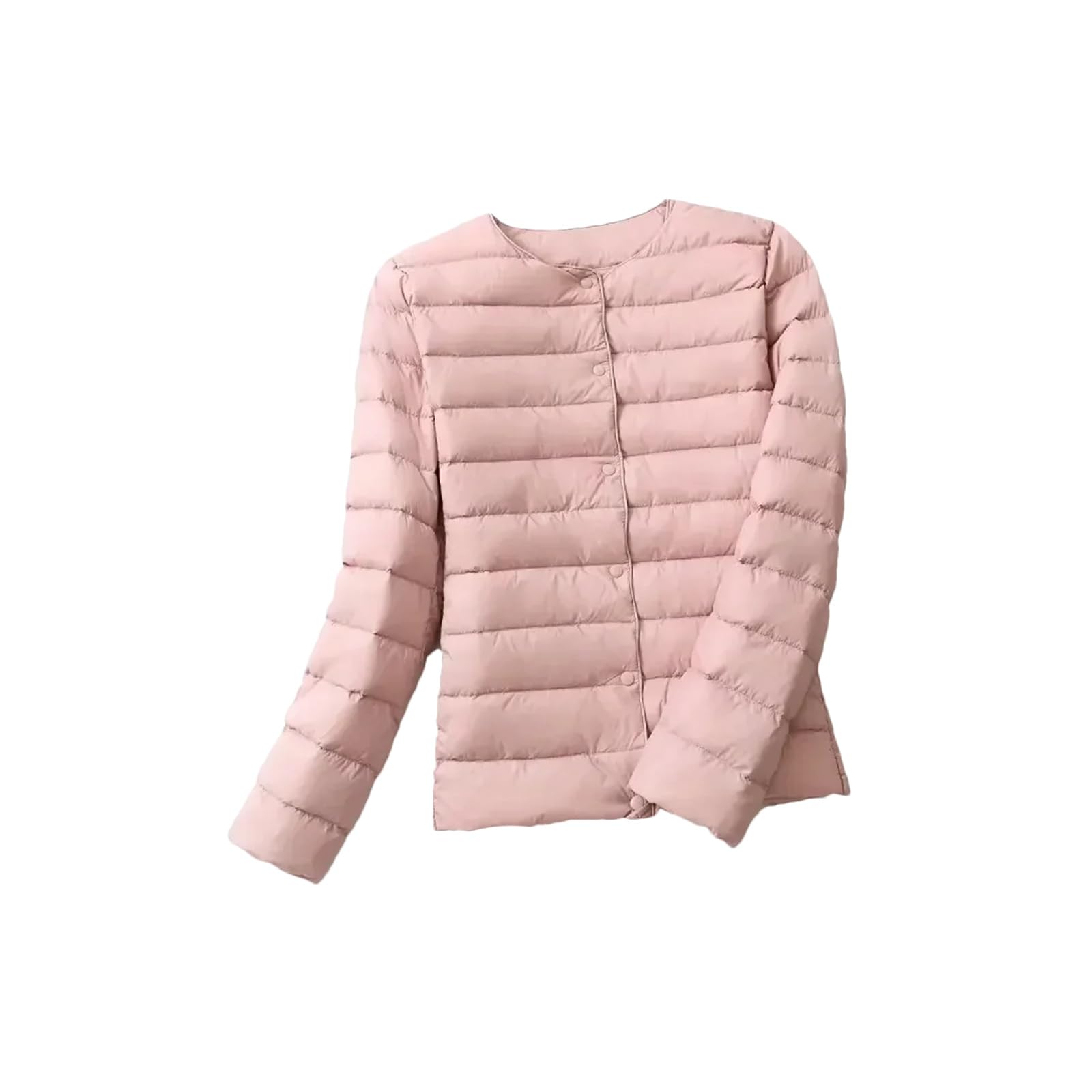 Piumino da donna in piuma d'anatra O-Collo Variabile con scollo a V femminile Autunno Primavera Senza Colletto Piumino trapuntato leggero, Pelle Pnnrk, L