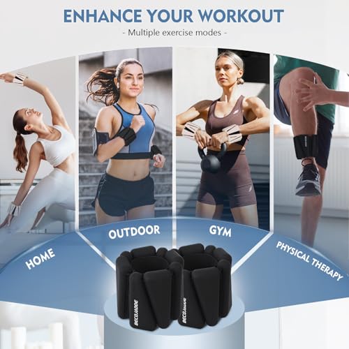 Image of BECOJADDE Ankle Weights Set of 2 (1 lb /2 lb /3 lb Each) Adjustable Wrist Weights for Women Men Wearable Arm Leg Weight for Pilates, Running, Walking, Workout, Yoga