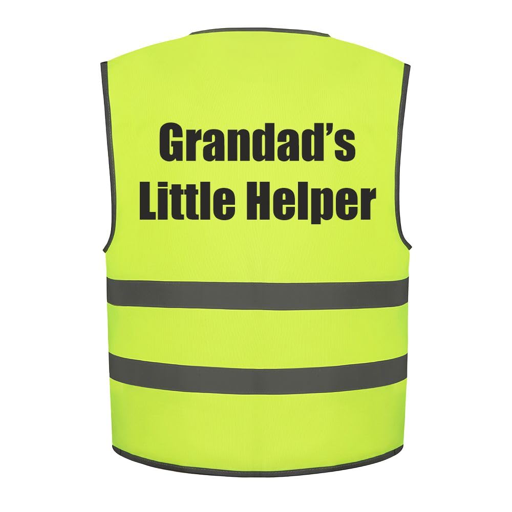 Kids Grandad's Little Helper Hi Vis Vest, Add child's name to the front, Personalised waistcoat with 3 colour options
