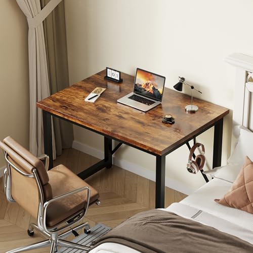 Devoko Computer Desk 80 x 50 x 75 cm, Home Office desk, Study Writing Desk Small Desks for Small Spaces, Laptop Table for Home Workstations, Industrial Design Black Desk Metal Frame, Rustic Brown 2 Devoko Computer Desk 80 x 50 x 75 cm, Home Office desk, Study Writing Desk Small Desks for Small Spaces, Laptop Table for Home Workstations, Industrial Design Black Desk Metal Frame, Rustic Brown - Image 2