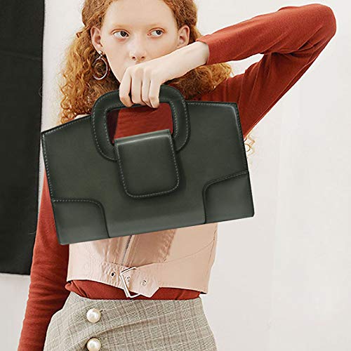 Image of ZLMBAGUS Women Vintage Flap Tote Top Handle Satchel Handbags PU Leather Clutch Purse Shoulder Bag