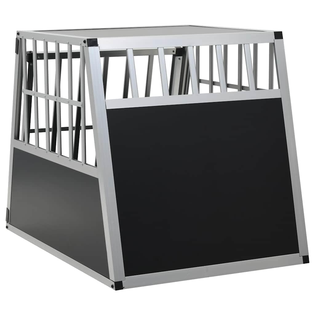 Hundetransportbox aus Aluminium und MDF mit Einzeltür 65 x 91 x 69,5 cm, wetterfester Hundehütte für Kofferraum, Schutz und Komfort für mittelgroße bis große Hunde im Auto