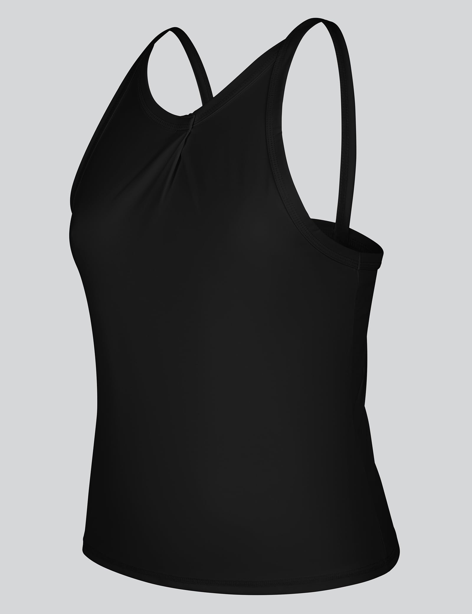 Damski plisowany top z przodu Racer Active Slim Fit odprowadzający wilgoć top na siłownię i jogę, oddychająca odzież sportowa, krój z tyłu, codzienna odzież sportowa dla kobiet