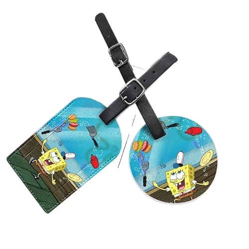 スポンジ・ボブ 荷物タグ ネームタグ ラゲージタグ ラゲッジタグ 荷物ラベル バッグタグ スーツケースタグ ネームラベル スーツケース バッグ用 名刺ホルダー 出張用タグ ラベルカード 旅行用品 出張,2