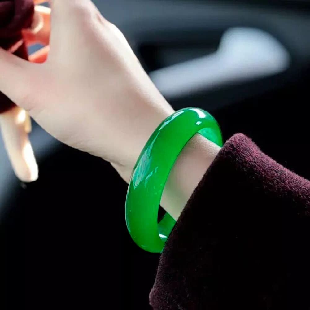 Bracciale rigido in vera giada verde naturale per donna Braccialetti imperatore Gioielli con confezione regalo certificato (dimensioni : 58mm)