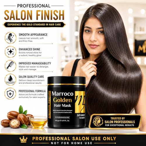 Image of Moroccan Argan Golden Hair Mask 500g | Professional Deep Conditioning Hair Spa Cream | Repairs Dry, Damaged & Frizzy Hair | Nourishes, Hydrates & Adds Shine | For Men & Women