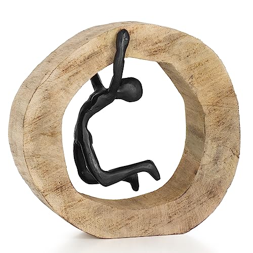 Moritz Skulptur I Hochziehen I Nicht aufgeben I 20 x 7 x 18,5 cm I Holzdeko I Skulpturen Deko I Modern I Wohnzimmer I aus Holz I Holzskulptur