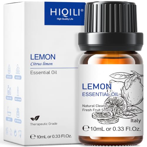 Image of HIQILI Lemon Essential Oil, Household Cleaning, Air Purification, Skin Care, Can be Added to Cleansers, Sprays, Body Lotions Use - 0.33 Fl Oz /10ML | Cleans Air, Removes Odors and Stains, Refreshes Skin, Easy to Add to Sprays andLotions -10mL / 0.33 fl oz