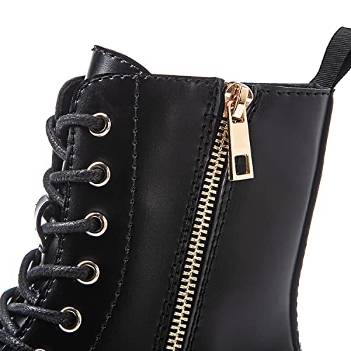 GLOBALWIN Women's Combat Boots Lace Up Boots For Women Ankle Booties For Women Low Heel4