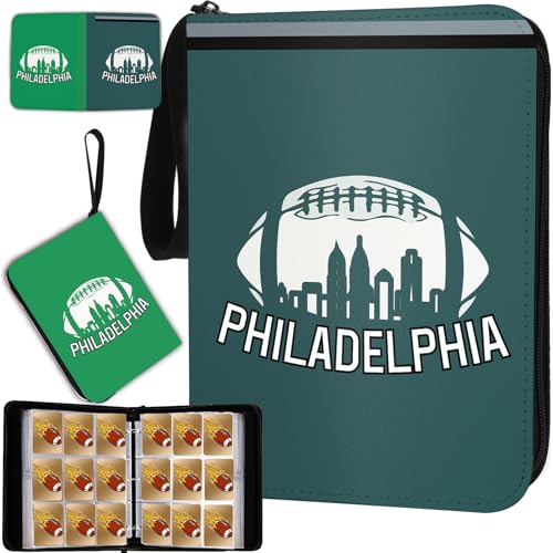 KivolFun Philadelphia Football Card Binder with Sleeves, 900 Pocket, 3 Ring, Waterproof, Dustproof, Durable