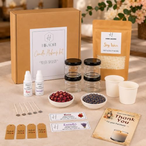 Image of DIY Candle Making Kit - Premium Natural Soy Wax Candle Making Kit with Froral Fragrances and Dried Flowers