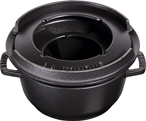 STAUB Fondue Set mit 4 Gabeln, Gusseisen, 16 cm, 1,1 l, Für Käse- Schoko- und Fleisch-Fondue, Made in France, Schwarz – Ansicht 6