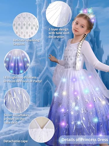 Vestido princesa luminoso para niñas con accesorios miniatura 3
