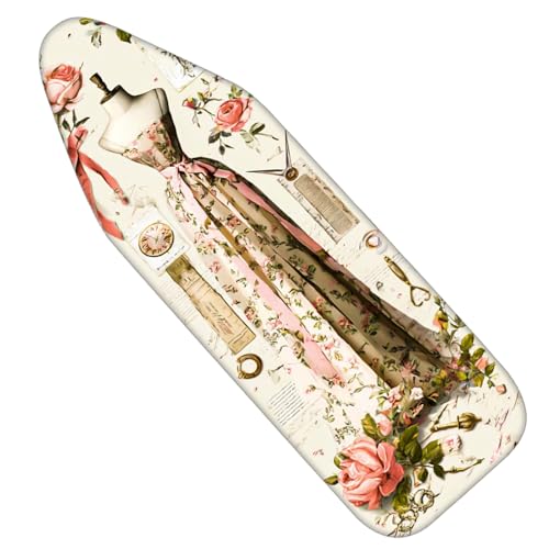 Image of Nuxovilar Floral Dress Form Ironing Board Cover 15x54 Polyester | Iron Pad Scorch Guard laundry helper protective board shield home laundry room craft studio (Dress Form)