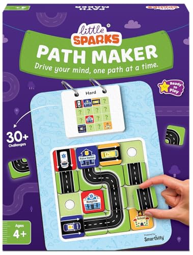 Image of Smartivity Path Maker Brain Puzzle for Kids 4-8 Years Old I Guide Vehicles to Their Destination - 30+ Challenges I Logic & Problem-Solving Puzzle Game for Boys & Girls 4,5,6,7,8 Years