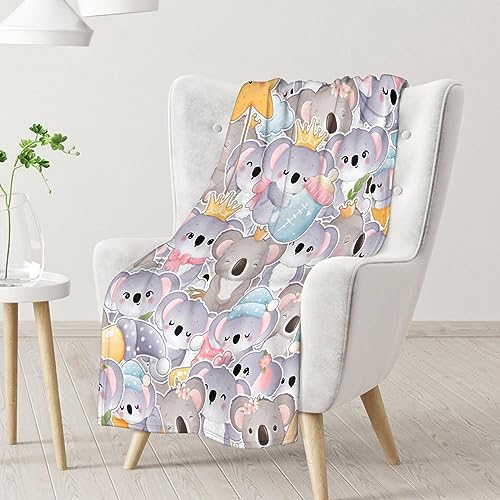 Koala Blanket Gifts - 60"x80" Cute Throw for Women, Girls - Colorful Soft Fuzzy Blankets for Bed, Couch & Living Room