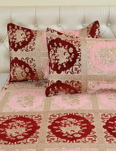 Image of Luxury Velvet Bedsheet - King Size Luxury Bed Sheet 90 inch x 100 inch - Ultra Soft, Cozy & Warm Bedding for Bedroom - Hypoallergenic & Elegant Velvet Texture (CHECKMATE PINK, Velvet Bedsheet)
