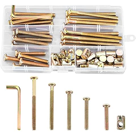 Juego de Tornillos y Tuercas de Barril M6 para Muebles 50 Piezas Cover
