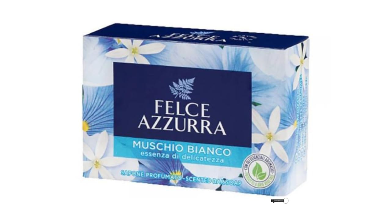 Felce Azzurra Seife Muschio Bianco, Duftseifen-Riegel, 100g, 36 Stück,+ Italy shop Kostenloser Schlüsselanhänger