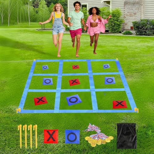 DAJASD Jeu Géant de Morpion, 1,2 m Jeux d'extérieur géants Tic Tac Toe pour Enfants, Morpion géant avec Sac de Sable pour Le Camping, Jeux multijoueurs,...