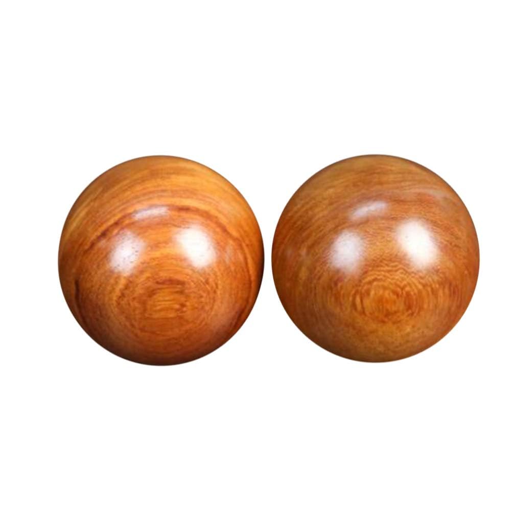 Azonee 2 PCS Wooden Round Meditation Balls, Qigong Massage Ball for Chinese Health Exercise, Relaxation and Hand Therapy - 4CM