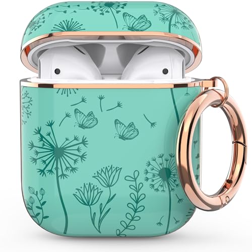 Image of wenew for AirPod Case AirPods 1st & 2nd Generation Hard Case Cover with Keychain for Women Men (Pine Green)