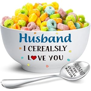 Husband Gifts for Birthday Fathers Day,Best Ever Husband Gifts for Wedding Anniversary from Wife,Funny Cereal Bowl and Cereal Killer Spoon Sets Present for Valentines Day Christmas