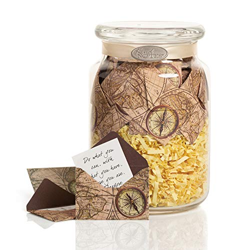 KindNotes Glass Keepsake Gift Jar with Long Distance Missing You Messages (for Couples) - Time Travel Ivory