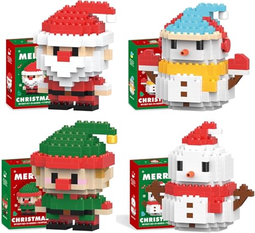 Générique Ensemble De Construction Père Noël, Blocs De Construction De Noël,Décorations De Noël 2025, Cadeaux De Noël, Mini Figurines De Construction, Cadeau De Noël Créatif (A)