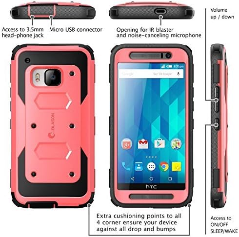HTC One M9 Case, Armorbox i-Blason HTC One Hima M9 built in Screen Protector Full body Heavy Duty Protection Shock Reduction Bumper Corner (Pink)