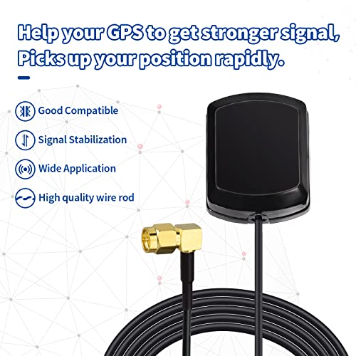 Eightwood GPS Antenne SMA Rechtwinklig Antenne mit 3 Meter SMA Rechtwinklig Kabel Verlaengerung Kompatibel mit Golf GPS Navigation System GPS Receivers Auto DVR GPS Modul Tracking Antenne MEHRWEG