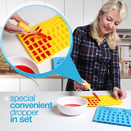 image for The Silly Pops Gummy Bear Mold Bpa Free Silicone (Yellow, Blue) - Set 