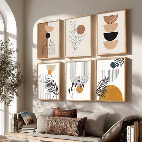 Image of kotart Painting Boho Wall Art Home Decoration Paintings With Frame For Living Room Bed Room Hotel Wall Decor Digital Reprint Set Of 6 (Art-4, 19x25 inch)