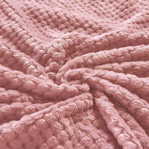 Exclusivo Mezcla Decke Kuscheldecke Flauschig Fleecedecke Wohndecke mit Waffelmuster, Leichte, Weiche und Warme Sofadecke Bettüberwurf, 130x170 cm Rosa