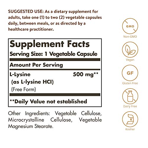 Solgar 30196 L-Lysine 500 Mg, 250 Vegetable Capsules thumb #1