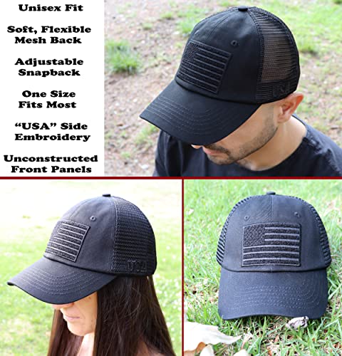 Image of Antourage American Flag Unconstructed Unisex Mesh Snapback Baseball Hat Cap for Men and Women +2 Patriotic Patches Included