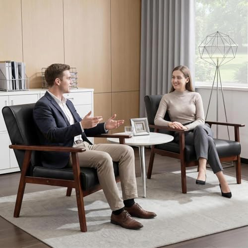Sillón Moderno Piel Sintética Negro miniatura 3
