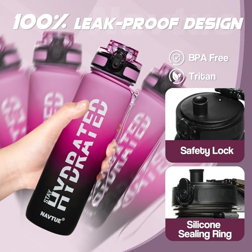 Image of Water Bottle 32 oz Motivational Time Marker Tritan Bottle