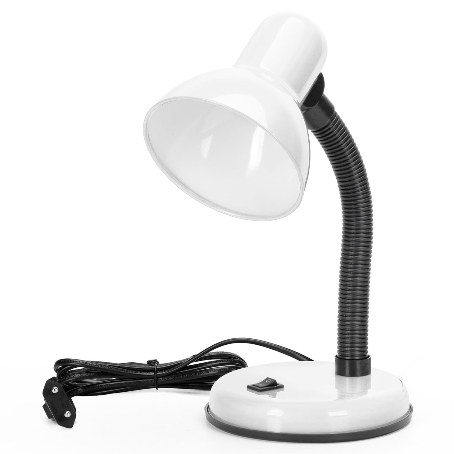 Aigostar Lámpara de Escritorio Retro， Flexo LED Escritorio sin Bombilla， Lámpara de mesa Compatible con Led Bombillas Modelo E27， Máx 240V， Lampara Lectura para Leer， Trabajar， Estudiar， Blanco