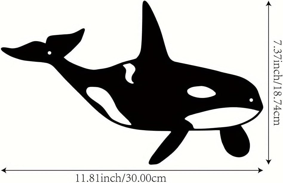WPCJREU Orca Whale Metal Wall Art,Outdoor Garden Patio Decor, Living Room Balcony Wall Decor, Artistic Home Decoration, Black Metal Wall Decor, Outside Wall Decor, 11.81 * 7.37in