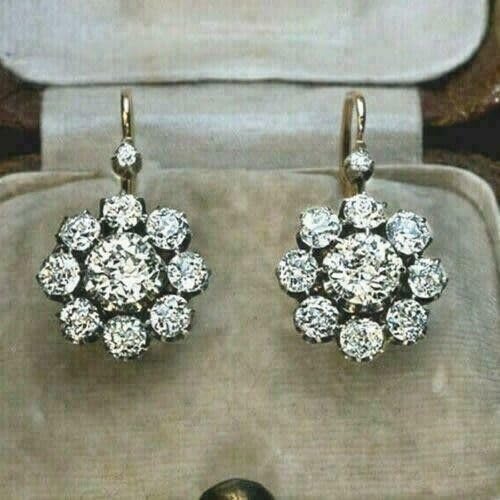 AARK & CO 3.00 Ct Round Cut Lab Created Diamond Vintage Art Deco Hoop Earrings, 14K White Gold Finish2