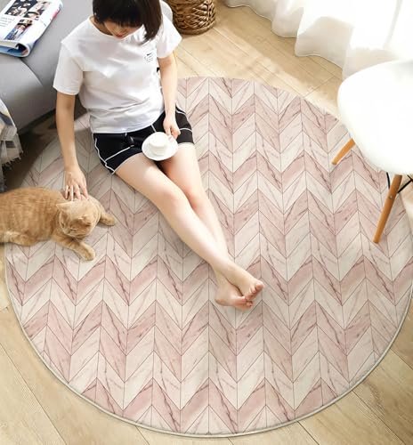 Tapis rond au design moderne de marbre avec envers antidérapant - 6